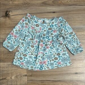 Carter's Blue Floral Ruffle Blouse